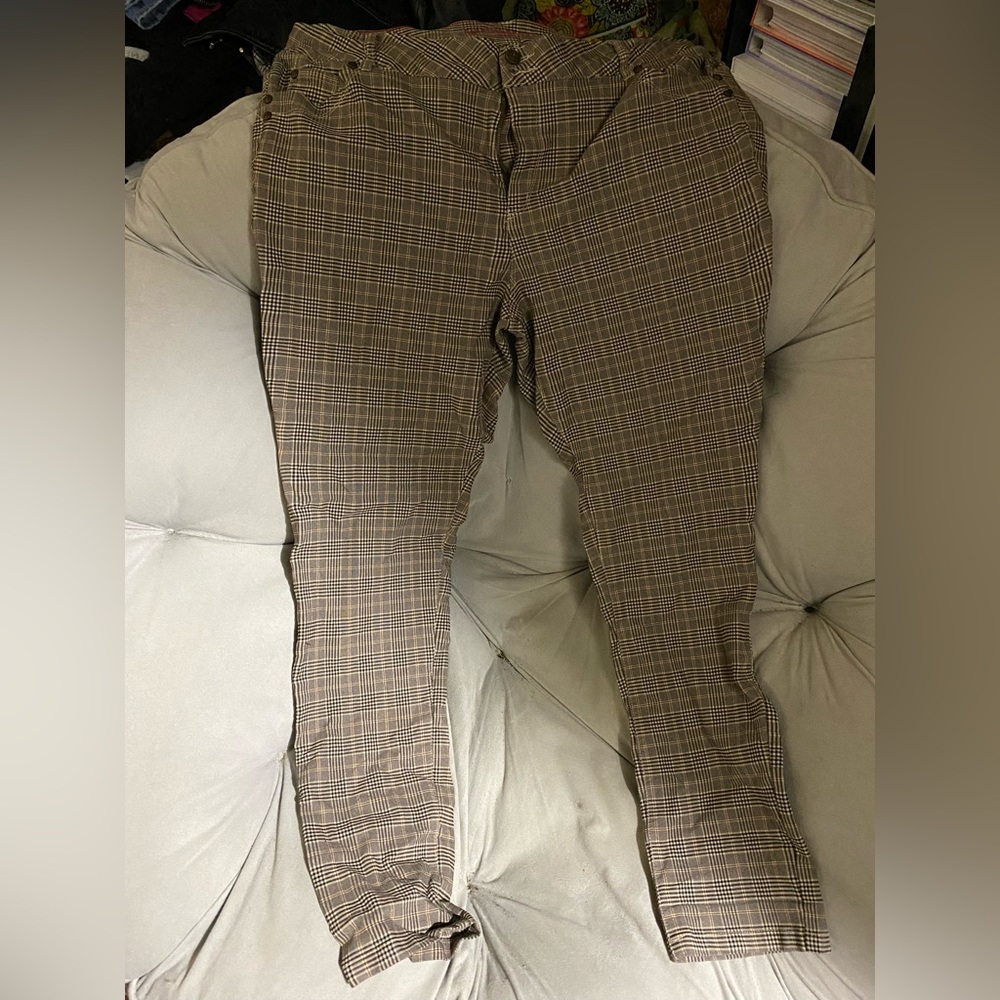 Plus Size Straight Leg Brown Flannel Academia Pants